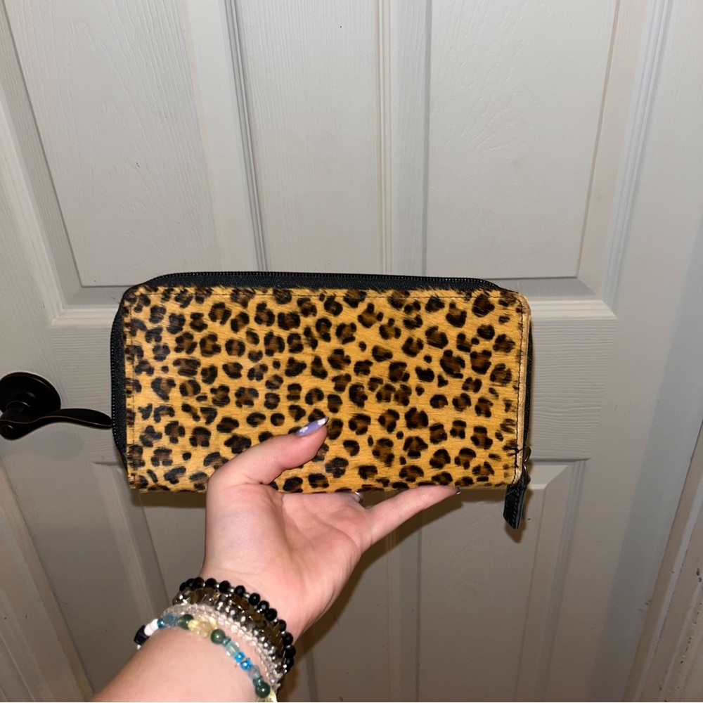 Myra POSSIBLY Leopard Print Wallet with Furry Fabric, like new